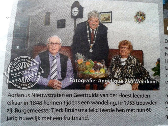 Eerst meer dan een eeuw wachten en dan ook nog met een fruitmand trouwen!