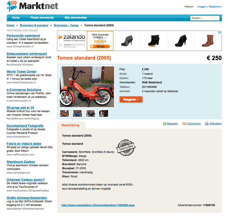 Wat jammer, ik was op zoek naar een driedeurs snorfiets