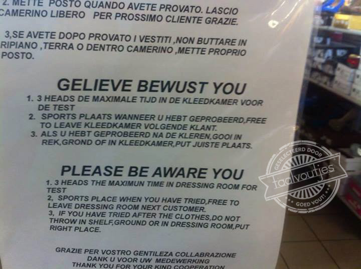 Mooi, dan gooi ik mijn kleding lekker op de grond!