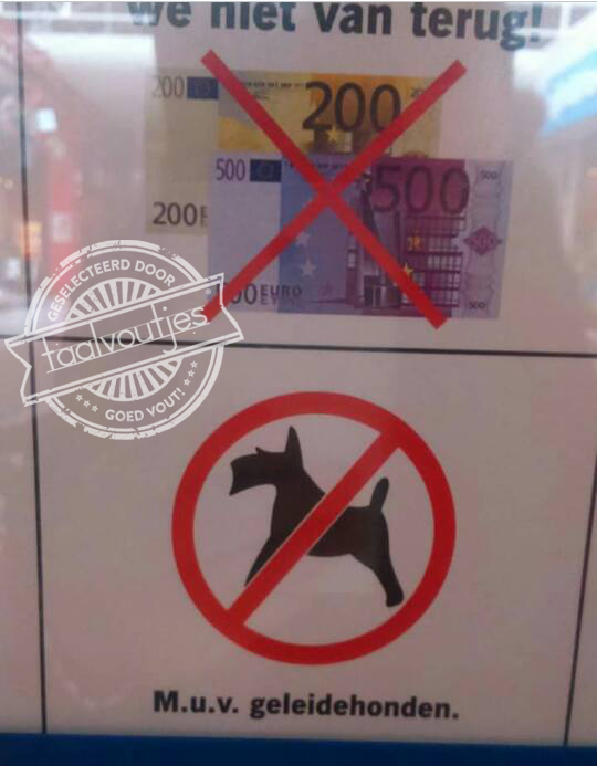 Gelukkig kan een beetje blindengeleidehond wel lezen.