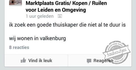 Die wil wel heel graag van haar woning af.