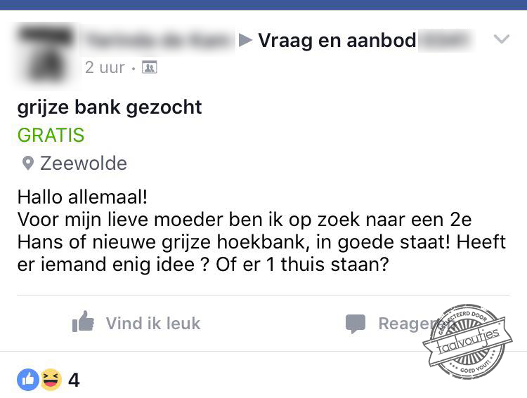 De eerste Hans zit niet lekker meer.