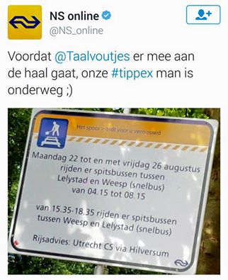 Soms kun je ons maar beter voor zijn. Bravo, Nederlandse Spoorwegen!