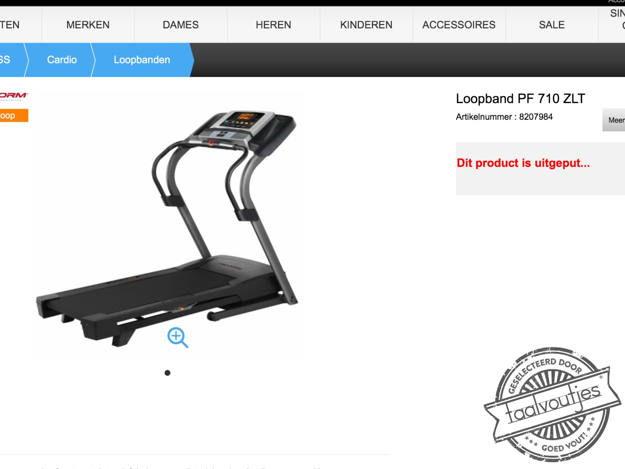 Deze is tijdelijk uit de running.