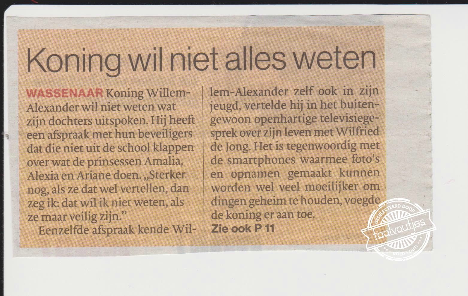 Eindelijk uit de kast.