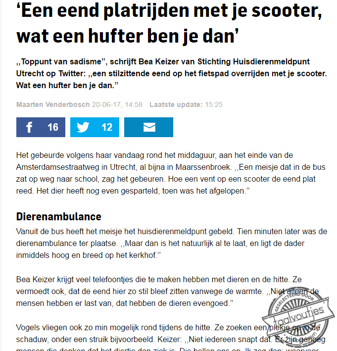 Mooi gevalletje van karma.