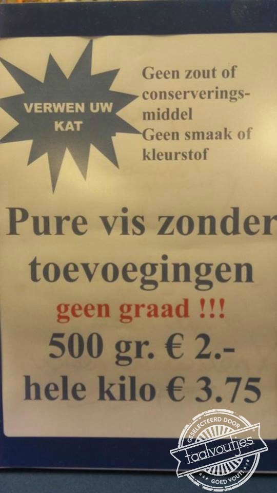 Mijn kat wil alleen hoogopgeleide vis.