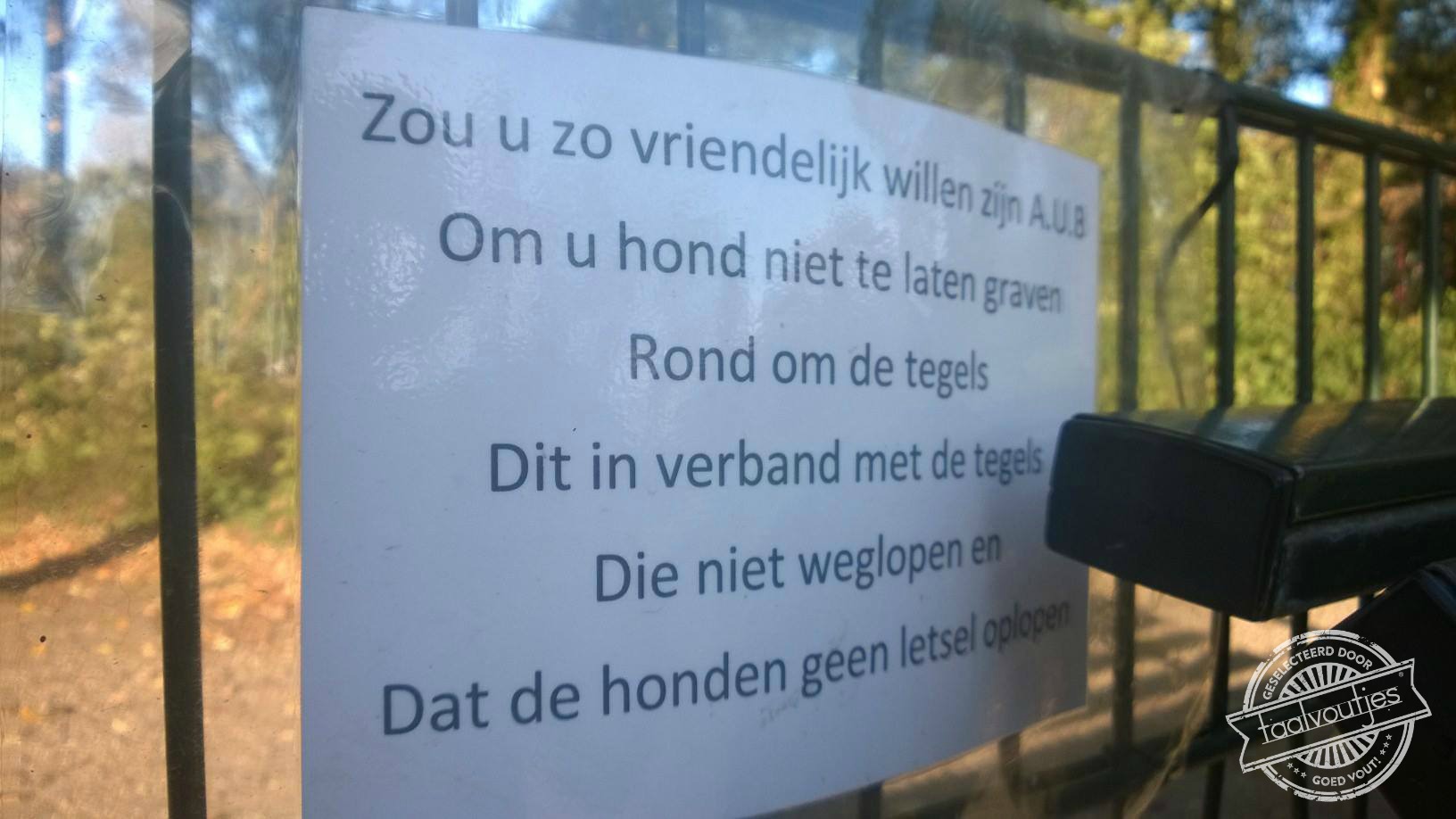 Die standvastige tegels ook altijd.