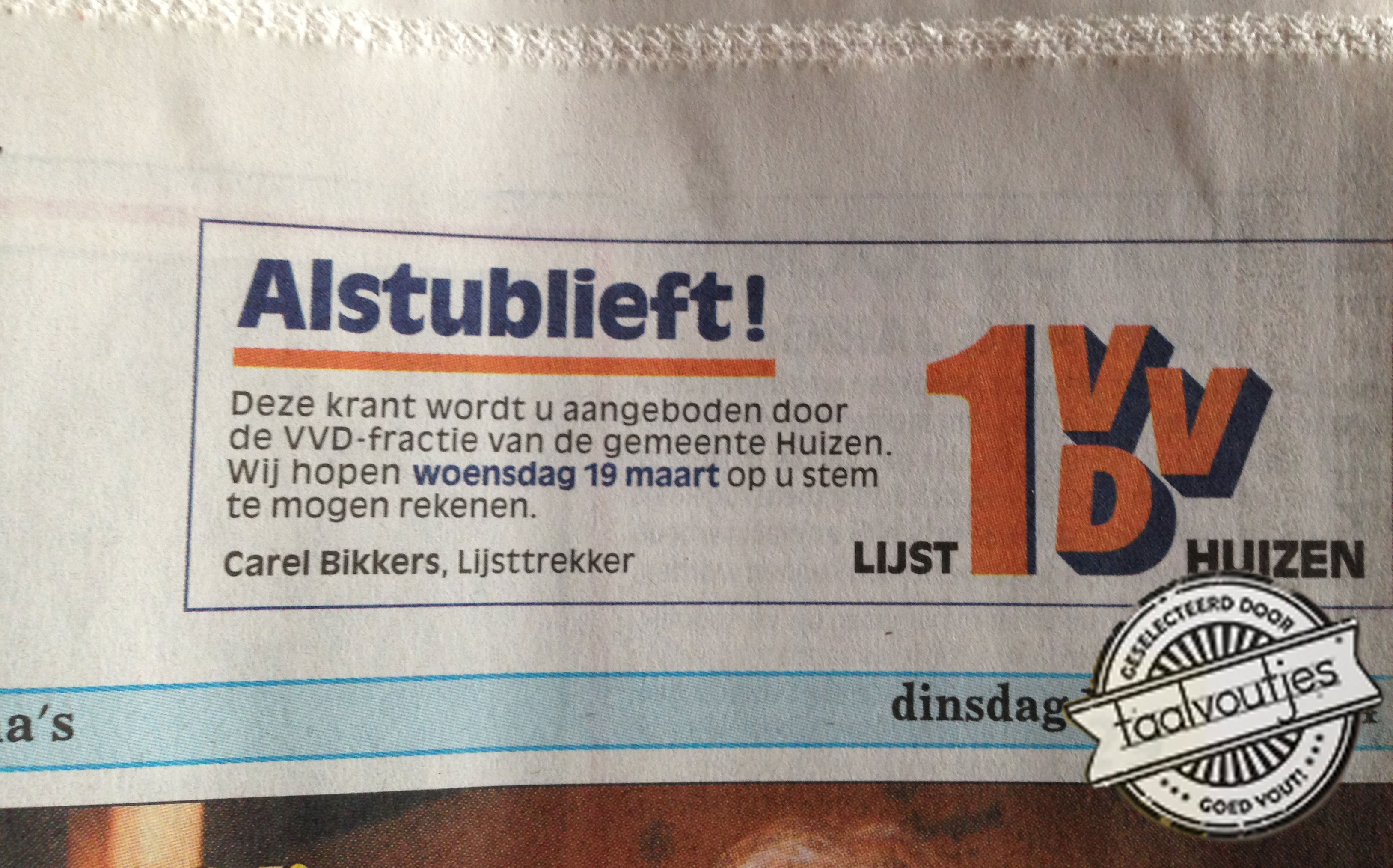 De VVD heeft wat moeite met de taalregels.