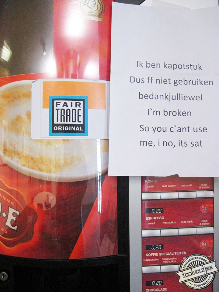 De automaat is niet het enige dat stuk is …