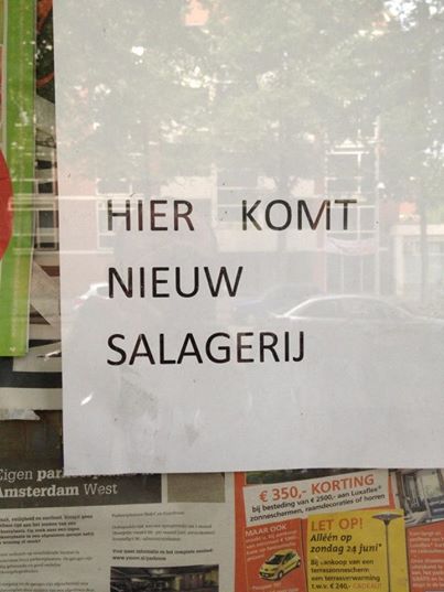 Is dat een saladebar of een slagerij? 