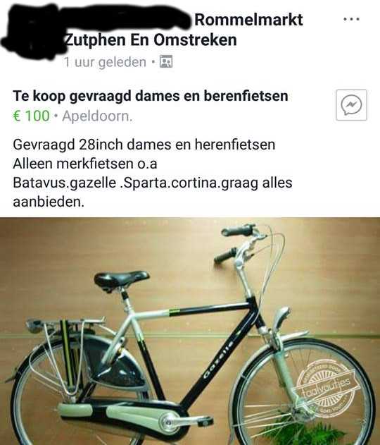 Naast broodjes smeren ook al fietsen.