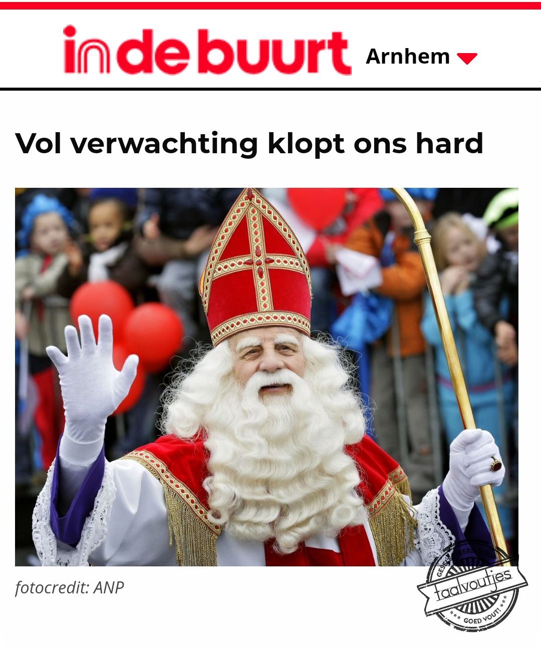 In elk geval één ding dat klopt.