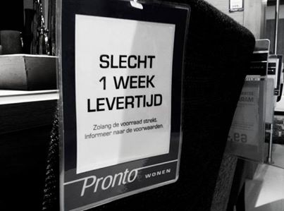 Ja, één week levertijd is inderdaad wel erg lang!