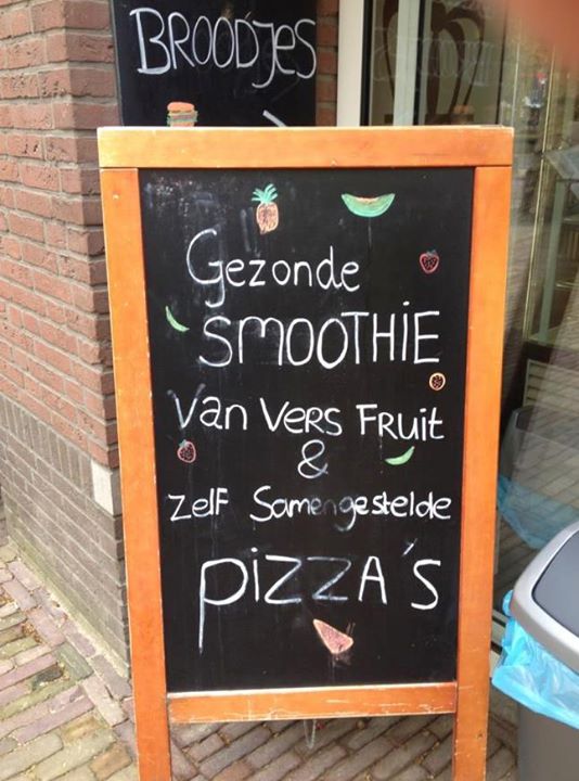 Hmm, een pizzasmoothie, lekker!