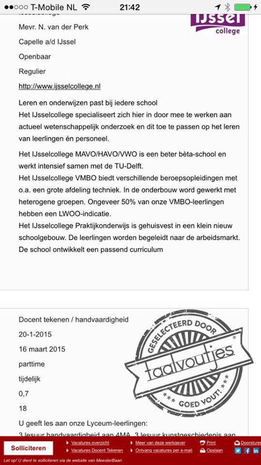 Een nieuwe docent Nederlands zou ook niet misstaan.