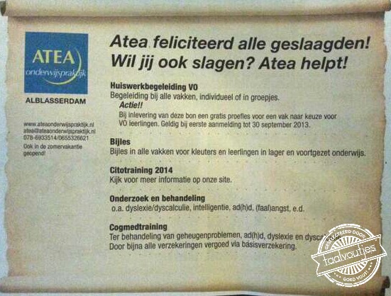 Weet je ook nog iemand voor bijles Nederlands?