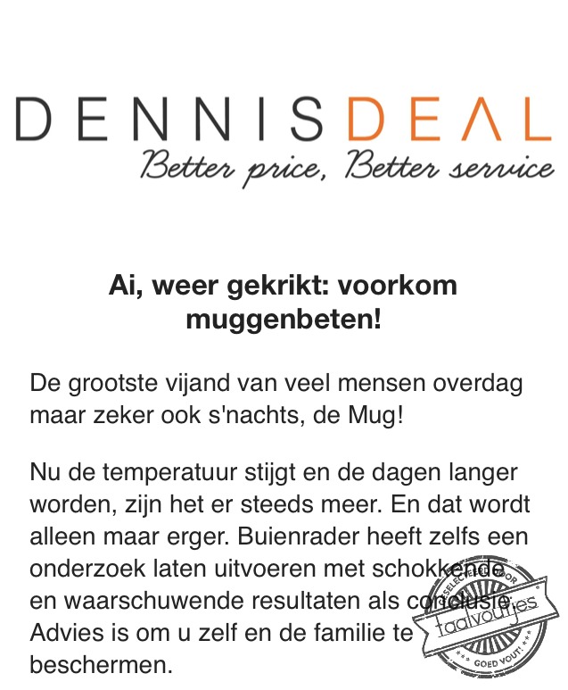 Doe het veilig, doe het met Deet.