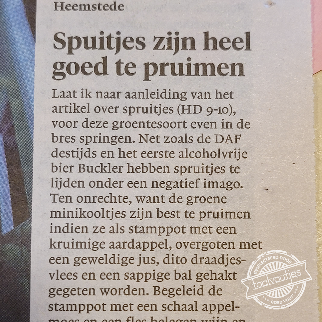 Spuiten niet slikken.