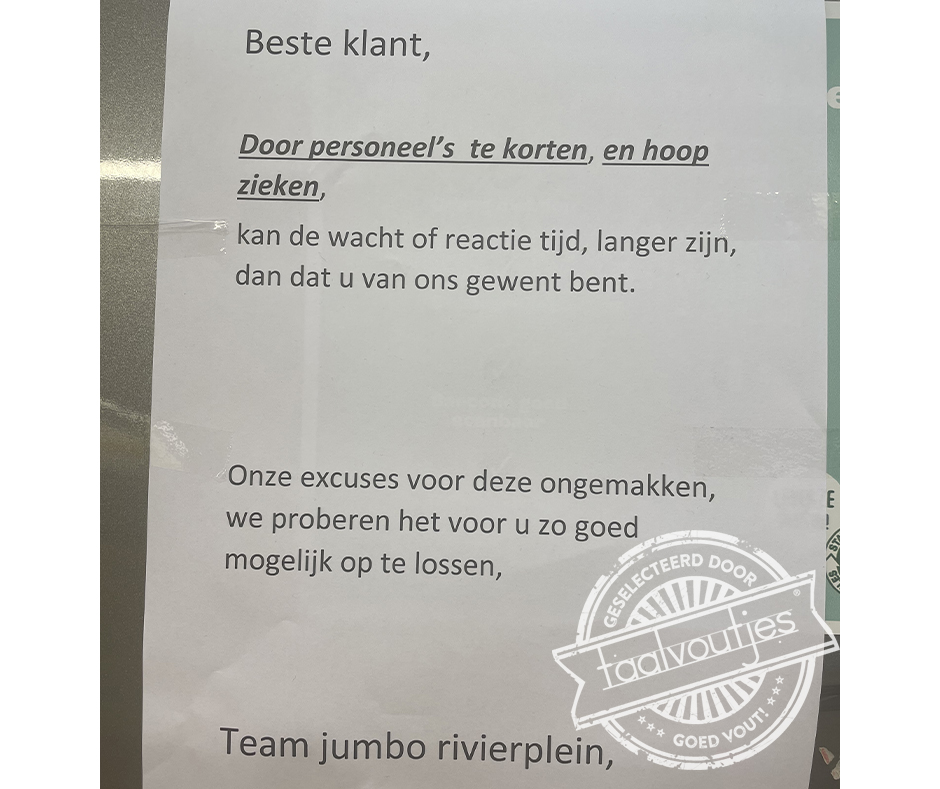 Meneer Van Dale wacht ook op antwoord.