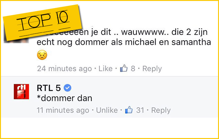 Top 10 beste voutjes op sociale media