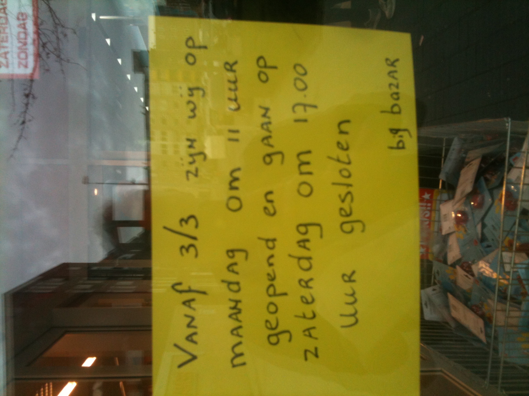 Kunnen jullie niet om 18.00 uur gesloten gaan? 