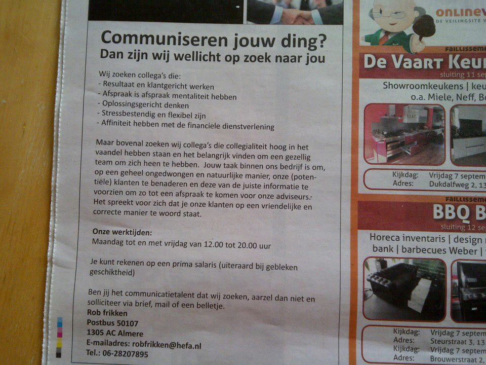 Jullie ding is het in ieder geval niet